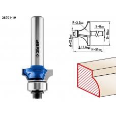 Фреза кромочная калевочная №1 19.0?7.4 мм радиус 3.2 мм ЗУБР Профессионал 28701-19