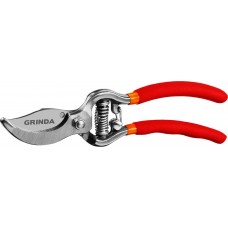 Плоскостной секатор G-5, 210 мм, высокоуглеродистая сталь, цельнокованый, эргономичные рукоятки, покрытие ПВХ GRINDA 423105