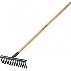 Садовые грабли GS-14 WOOD, 445 х 95 х 1300 мм, 14 витых зубцов, углеродистая сталь, антикор. покрытие, черенок дерев. высш. сорт GRINDA 39581-14