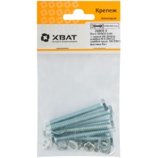 Комплект:Болт DIN933 6х60, с гайкой М6 DIN934, шайбой М 6 DIN125, шайбой пруж. М6 DIN127 (фасовка 6шт.) (24805-3)