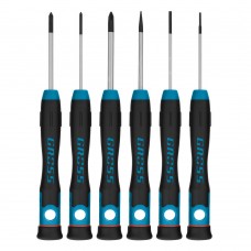 Набор отверток для точной механики, CrMo, двухкомпонентные рукоятки, 6 шт, пластиковый бокс Gross (13347)