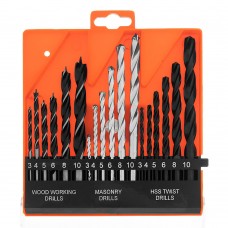 Набор сверл по бетону, металлу, дереву 3-4-5-6-8-10 мм, 18 шт, пластиковый бокс, цилиндрический хвостовик Sparta (725305)