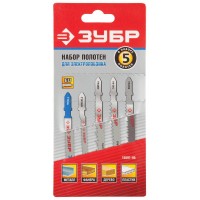 Набор полотен для лобзика T-хвост., по дереву и металлу, 5 шт ЗУБР 15591-H5