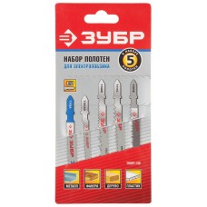 Набор полотен для лобзика T-хвост., по дереву и металлу, 5 шт ЗУБР 15591-H5