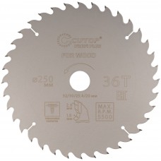Диск пильный по дереву с тефлоновым покрытием 36Т, CUTOP Profi plus, 250 х 1,8/2,6 х 32/30/25,4/20 мм (75-25036Т)