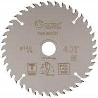 Диск пильный по дереву с тефлоновым покрытием 40Т, CUTOP Profi plus, 140 х 1,2/1,8 х 20/16/12 мм (75-14040Т)