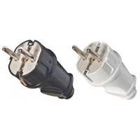 Вилка электрическая прямая с заземлением черная (16 А; 250 В ) 