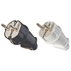 Вилка электрическая прямая с заземлением черная (16 А; 250 В ) 