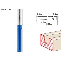 Фреза пазовая прямая удлинённая 12?51 мм хвостовик 12 мм ЗУБР Профессионал 28754-12-51