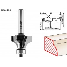 Фреза кромочная калевочная №1 28.6?16 мм радиус 8 мм ЗУБР Профессионал 28784-28.6