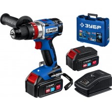 Бесщеточная ударная дрель-шуруповерт 20 В 70 Н·м 2 АКБ 4 А·ч кейс Профессионал ЗУБР Т7 DBS-201-42