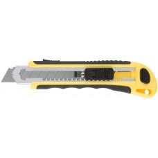 Нож технический 18 мм усиленный прорезиненный, кассета 3 лезвия, автозамена лезвия (10261)