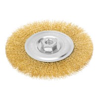 Щетка для УШМ, 150 мм, М14, плоская, латунированная витая проволока Matrix (74652)