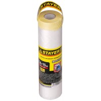 Защитная пленка-маскер с клейкой лентой 1.4 х 15 м, 9 мкм ПВД STAYER 12255-140-15