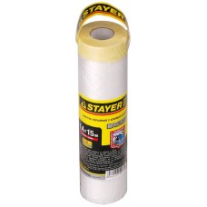 Защитная пленка-маскер с клейкой лентой 1.4 х 15 м, 9 мкм ПВД STAYER 12255-140-15