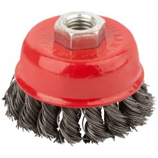 Корщетка чашечная, гайка М14, стальная витая проволока 75 мм (39042)