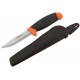 Нож строительный, нерж.сталь, прорезиненная желто-черная ручка (10615)