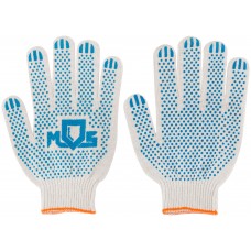 Перчатки вязаные (4 нити), х/б с ПВХ, 10 класс вязки, 2-х сторонние Люкс (12493)