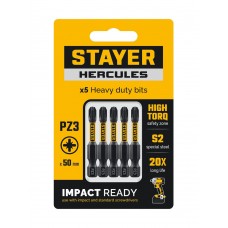 Биты торсионные HERCULES, PZ3, 50 мм, 5 шт STAYER 26233-3-50-5