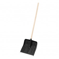 Лопата для уборки снега пластиковая, 420 х 425 х 1550 мм, деревянный черенок, Сибртех (61580)
