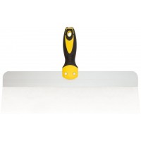 Шпатель фасадный нержавеющий Профи, прорезиненная ручка с метал.бойком 400 мм (06446)