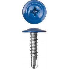 Саморез с пресс-шайбой и сверлом 25 х 4.2 мм, синий насыщенный, 400 шт ЗУБР ПШМ-С 5005 300211-42-025-5005