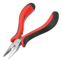 Длинногубцы прямые Mini, 130 мм, никелированные, авторазжим, двухкомпонентные рукоятки Matrix (17810)