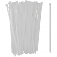 Хомуты нейлоновые для проводов, белые 100 шт., 7,6х300 мм (60381)