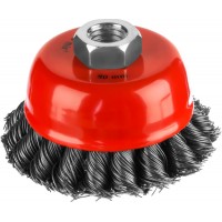Чашечная щетка-крацовка для УШМ 80 мм, жгутированная стальная проволока 0.5 мм MIRAX 35104-080-2