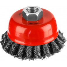 Чашечная щетка-крацовка для УШМ 80 мм, жгутированная стальная проволока 0.5 мм MIRAX 35104-080-2