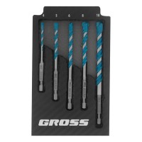 Набор сверл универсальных, Multipurpose PRO, 6-гр. хвостовик, 4-10мм, 5шт Gross (706017)