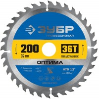 Диск пильный по дереву Оптима, 200 х 32 мм, 36Т ЗУБР Профессионал 36903-200-32-36_z01