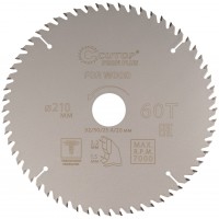 Диск пильный по дереву с тефлоновым покрытием 60Т, CUTOP Profi plus, 210 х 1,5/2,2 х 32/30/25,4/20 мм (75-21060Т)