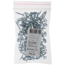 Саморезы для листовых пластин, остроконечные 4,2 х 76 100 шт Фасовка (22776-0)