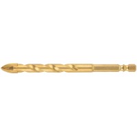 Сверло универсальное, 4 режущие кромки, титановое покрытие, шестигранный U-хвостовик под биту, 12х120 мм (35168)