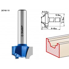 Фреза пазовая фасонная №1 19?11 мм радиус 3.2 мм ЗУБР Профессионал 28740-19