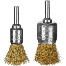 Щетки-крацовки кистевые для УШМ 2 шт, 17, 24 мм, витая стальная латунированная проволока 0.3 мм ЗУБР Профессионал 3532-H2_z02