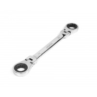 Ключ накидной двусторонний 21х23 мм трещоточный шарнирный хром HORTZ