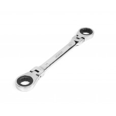 Ключ накидной двусторонний 21х23 мм трещоточный шарнирный хром HORTZ