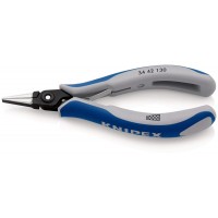 Плоскогубцы захватные прецизионные для электроники, плоские широкие губки с насечкой, 130 мм, 2-комп ручки (KN-3442130)