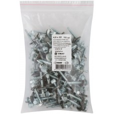 Шурупы кровельные некрашеные, со сверлом 4.8 х 32 100шт Фасовка (23432-0)