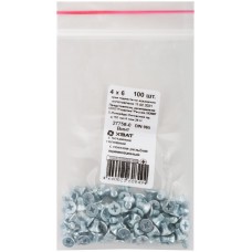 Винт с потайной головкой с полной резьбой оцинкованный DIN 965 4х6 100 шт Фасовка (27758-0)