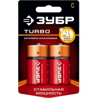 Батарейки алкалиновые TURBO, C x 2, 1.5 В ЗУБР 59215-2C_z01