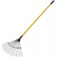 Грабли веерные проволочные, 22 зуба, 440х1553 мм, с желтым металлизированным черенком (76945)