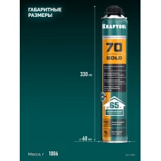 Монтажная пена GOLD 65, 850 мл, выход до 65 л, мелкопористая, пистолетная всесезонная, SVS, не залипающий клапан KRAFTOOL 41194