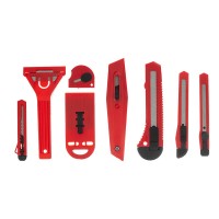 Набор ножей, выдвижные лезвия, 9 мм-3 шт, 18 мм-2 шт, скребки 40 и 52 мм Matrix (78991)