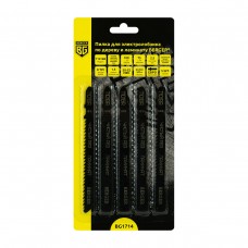 Пилка для электролобзика по дереву и ламинату T101BR, обратный зуб, чистый рез (5 шт, шаг 2.5 мм, длина 100/75 мм) BERGER BG1714