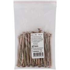 Шурупы желтопассированные, универсальные 4 х 70 100 шт Фасовка (21370-0)