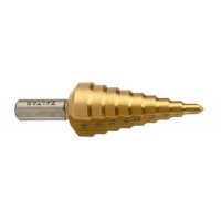 Сверло ступенчатое, HSS TiN, Gr.2, O4-20 мм, прямая канавка, трёхплоскостной хвостовик (ZA-05347)