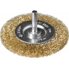 Щетка дисковая для дрели 75 мм, витая стальная латунированная проволока 0.3 мм ЗУБР Профессионал 3520-075_z02
